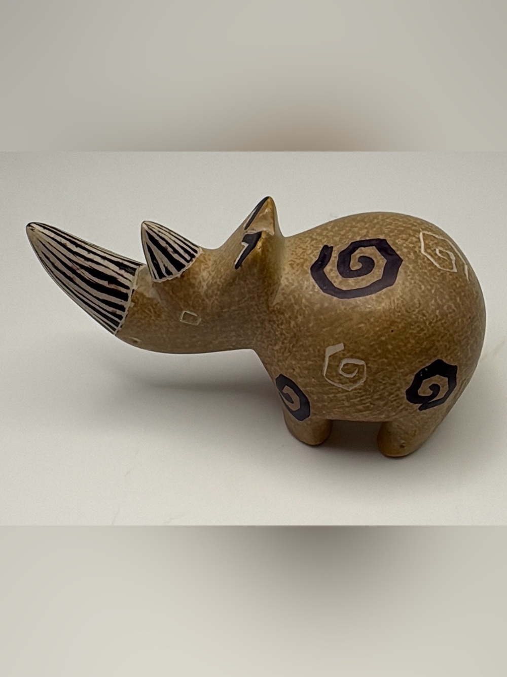 Hand Carved Soapstone Rhinoceros Figurine Kenya African Animal Sculpture